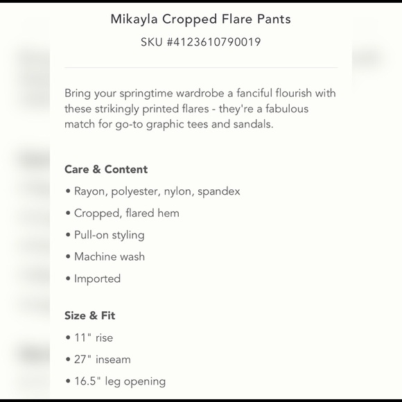 NWT Anthropologie Mikayla Cropped Flare Pants - Picture 7 of 7